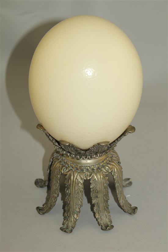 Manner of Redmile. An ostrich egg, 9.75in.